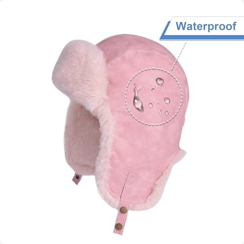 Women Winter Trapper Hat Ushanka Warm Sherpa Beanie Knit Ear Flap - color: Pink