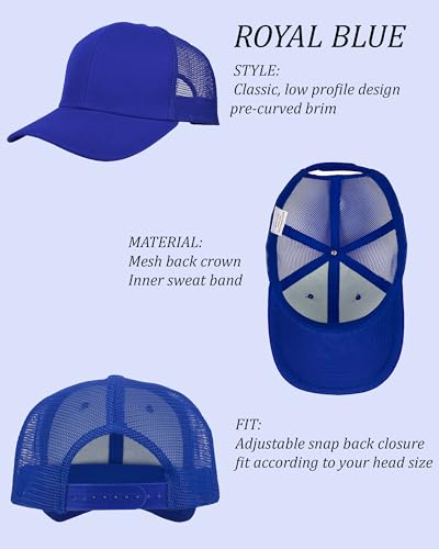 Gelante Mesh Trucker Hat Baseball Cap Structured Front Panel Wholesale LOT 12 Pack - color: Royal