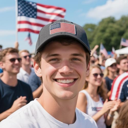 2-Pack USA Flag Hats for Men Baseball American Flag Hats for Men USA Cap USA Tactical Washed for Women - color: Black+nany