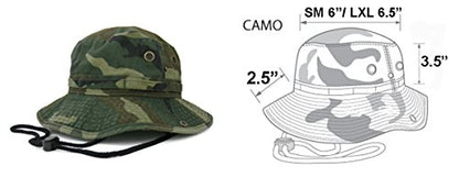 Summer Outdoor Boonie Hunting Fishing Safari Bucket Sun Hat with Adjustable Strap - color: Woodland Camo, size: Large-X-Large
