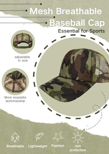 12 Pcs Sublimation Blank Trucker Hats Bulk Mesh Snapback Baseball Cap Mesh Trucker Caps for Men and Women DIY Custom Hats - color: Camouflage