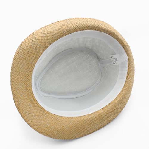 LIDHAY Straw Fedora Hat for Men Women |Short Brim Panama Sun Hat - color: Khaki