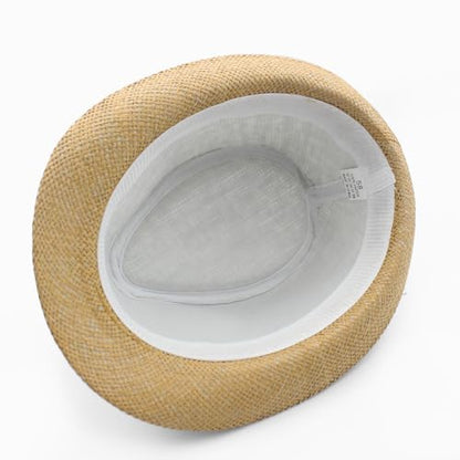 LIDHAY Straw Fedora Hat for Men Women |Short Brim Panama Sun Hat - color: Khaki