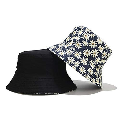 Unisex Print Double-Side-Wear Reversible Bucket Hat - color: Chrysanthemum