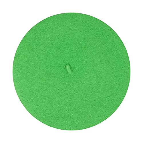 Gllutt Women Wool Beret Hat French Style Solid Color - color: Classic Green