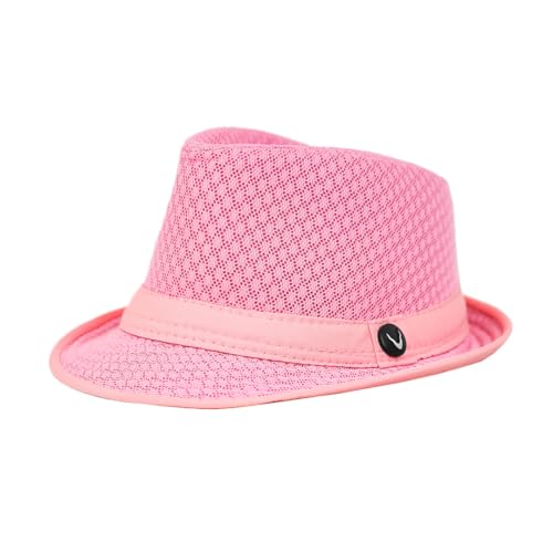 The Hat Depot Light Weight Classic Soft Cool Mesh Crushable Fedora hat - color: Lt. Pink, size: Small-Medium