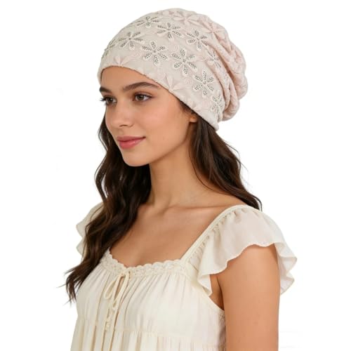 Crochet Slouchy Beanie Hat Turbans Headware for Women - color: Bea04 - Beige