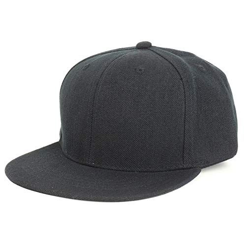 Armycrew Youth Kid's Solid Color Flat Bill Snapback Baseball Cap - color: Black