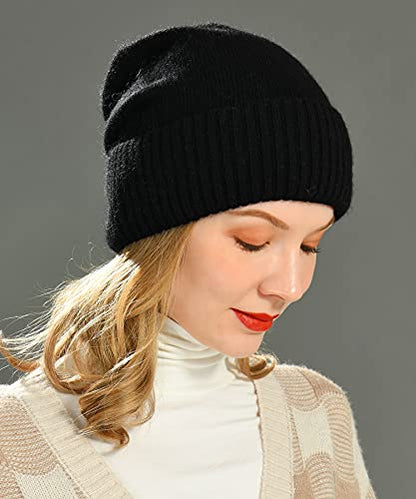 jaxmonoy Slouchy Beanies for Women Winter Lightweight Ladies Knit Hat Cuffed Soft Warm Slouch Beanie Cap - Brown - color: New Black