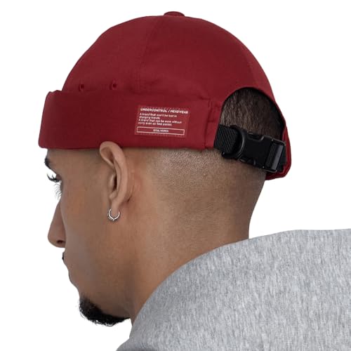 UNDERCONTROL Brimless Sailor Fisherman Leon Hat No Visor Miki Skull Docker Beanie Trawler Tactical Ring Cap for Men & Women - color: Red