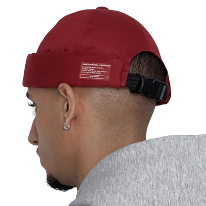 UNDERCONTROL Brimless Sailor Fisherman Leon Hat No Visor Miki Skull Docker Beanie Trawler Tactical Ring Cap for Men & Women - color: Red