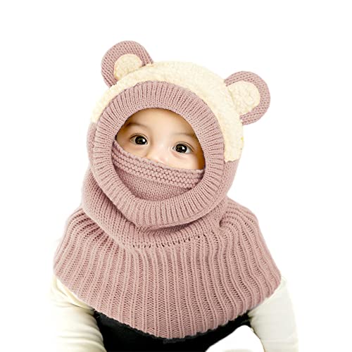 Baby Winter Hat Scarf Set, Unisex Infant Toddler Kids Hat Scarf - color: Pink-f, size: 1-3T