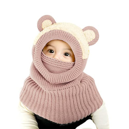 Baby Winter Hat Scarf Set, Unisex Infant Toddler Kids Hat Scarf - color: Pink-f, size: 1-3T