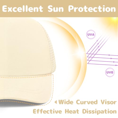 Olreco Baby Baseball Cap Toddler Baseball Hat with Mesh Infant Hat for Baby Boy Hats Toddler Ball Cap Kids Trucker Hats Girls - color: Beige, size: 0-12 Months