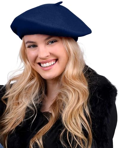 Parquet Solid Color French Beret Hat. Classic French, Casual and Chic Lightweight Cap for Women - color: Navy