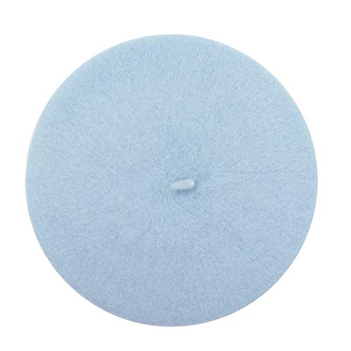 Gllutt Women Wool Beret Hat French Style Solid Color - color: Sky Blue