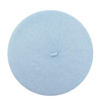 Gllutt Women Wool Beret Hat French Style Solid Color - color: Sky Blue