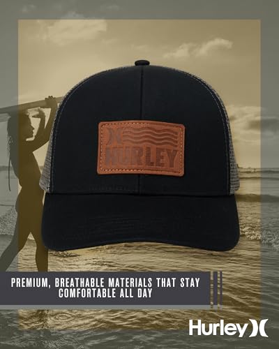 Hurley Mens Trucker Hat Fairway Mesh Quick-Dry Trucker Hat, Snapback - color: Black Old