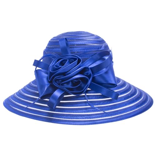 Lawliet Womens Satin Ribbon Church Wedding Sun Wedding Occasion Hat A214 - color: Royal Blue
