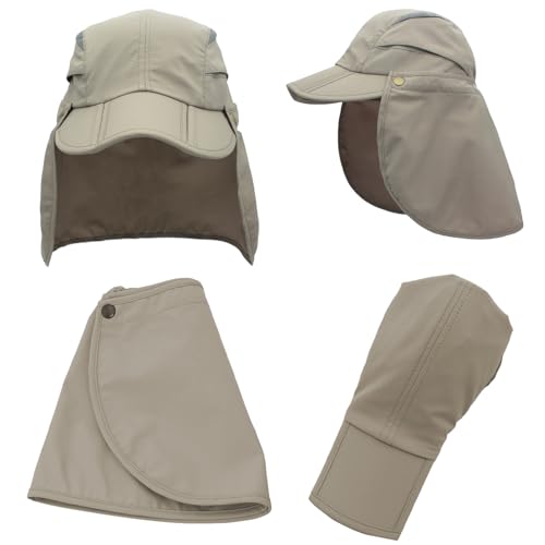 Hat with Neck Protection Detachable Multi-Purpose Summer Sun Hat Sun Protection Breathable Quick Dry UV Protection - color: Light Gray, size: Large