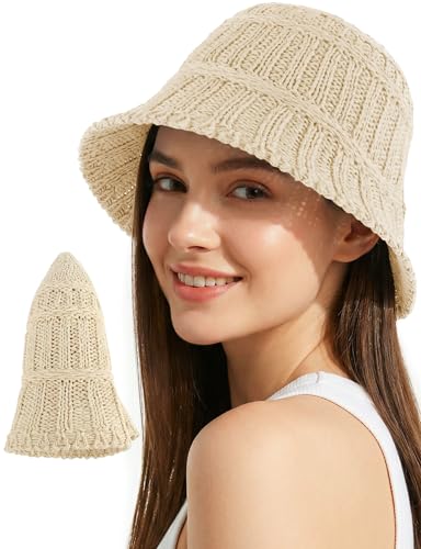 Breathable Cotton Bucket Hat Lightweight Packable Cloche Hat Sun Beach Cap - color: Beige