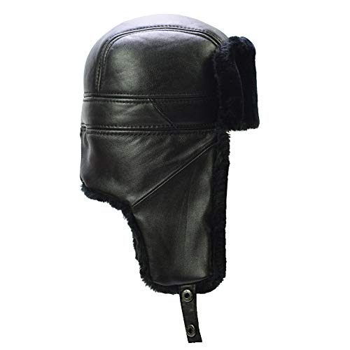 Trapper Trooper Leather Hat Windproof Warm Ear Flaps Skiing Hat - size: X-Large