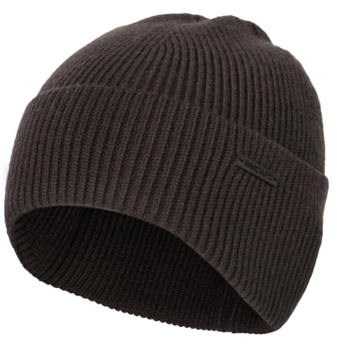 Wmcaps Soft Winter Beanie for Men Women, Warm Knit Hat with Curved Cuff - color: Coffee