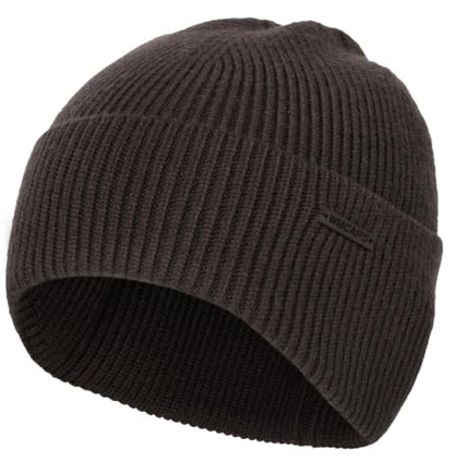 Wmcaps Soft Winter Beanie for Men Women, Warm Knit Hat with Curved Cuff - color: Coffee
