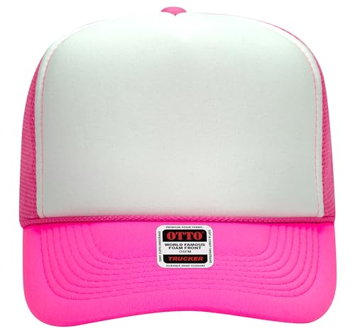 BROTHER TRUCKERS The World's Greatest Neon Colored Trucker Hat Blanks - Wholesale Bulk Unisex Snapback Hats - color: Neon Pink/White/Neon Pink