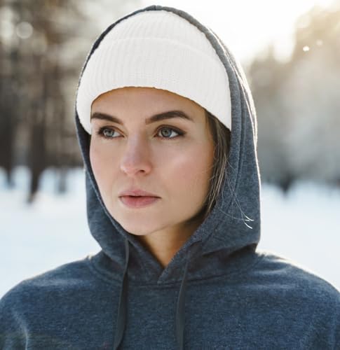 Fisherman Short Beanie Leon Roll up Trawler Classic Skullcap Hipster Beanie Warm Winter Hats Acrylic Ribbed Knit Cuff Daily - color: White Fisherman Beanie