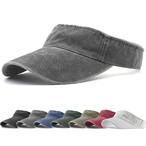 HH HOFNEN Sports Sun Visor Hats Cotton Adjustable Golf Caps for Men Women - color: #1a Gray N