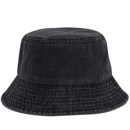 Everyday Bucket Hat – Unisex Lightweight Trendy Cotton Hot Summer Fun Outdoor Vacation Boonie for Men and Women Denim - color: Black