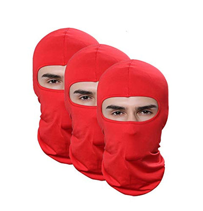 Pack of 3 Ski Mask Bandana Face Hat for Outdoor Airsoft Motorcycle Hood Helmet Balaclavas Headwear - color: Red