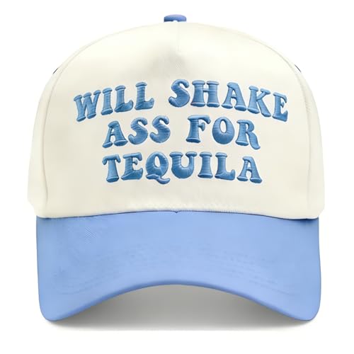 Vintage Canvas Embroidery Funny Hats Put It On My Husband's Tab Hat Adjustable Baseball Cap for Men Women - color: Blue-will Shake Ass for Tequila