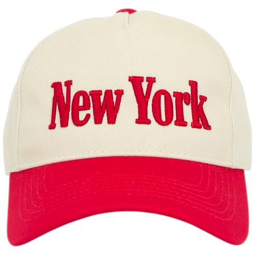 E BY ELIDAN New York Trucker Snapback Hat 3D Embroidered Baseball Cap - color: Cream Red