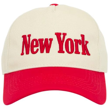 E BY ELIDAN New York Trucker Snapback Hat 3D Embroidered Baseball Cap - color: Cream Red
