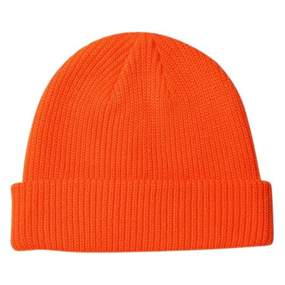 JILANI HANDICRAFT Trawler Beanie 겨울 피셔맨 비니 남성용 니트 커프 유니 스컬캡 - color: 주황색.
