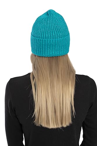 Seamless Beanie Cap, Acrylic Unisex Winter Beanie - color: Teal