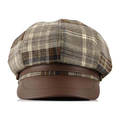 Womens Newsboy Cap French Fashion Hats Summer Cabbie Baker Boy Hat for Fall Beret Cap - color: T1-beret-brown