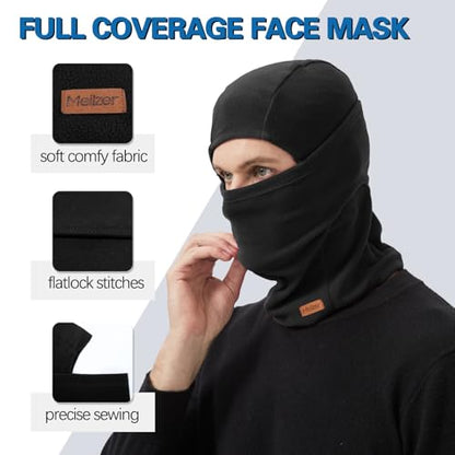 Winter Balaclava Ski Mask for Men Women - Windproof Thermal Face Mask for Snowboard Cycling Running for Cold Weather - color: Black