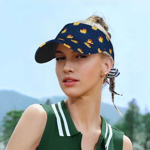 Sports Sun Visor Hat for Men Women, Adjustable Breathable Golf Tennis Cap - color: Funny Yellow Duck1