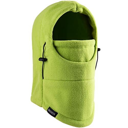 REDESS Winter Windproof Hat, Unisex Children Heavyweight Balaclava, Ski Mask with Thick Warm Fleece Face Cover - color: Green
