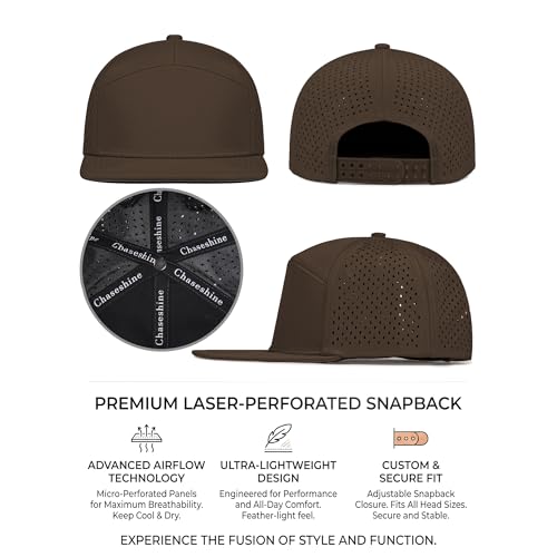 4 Inclusive Sizes Performance Flat Brim Trucker Hat Men Women, 7 Panel Snapback Running - color: 76.brown