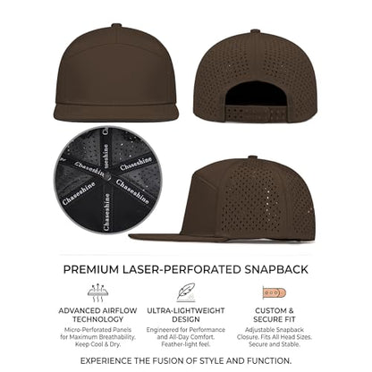 4 Inclusive Sizes Performance Flat Brim Trucker Hat Men Women, 7 Panel Snapback Running - color: 76.brown