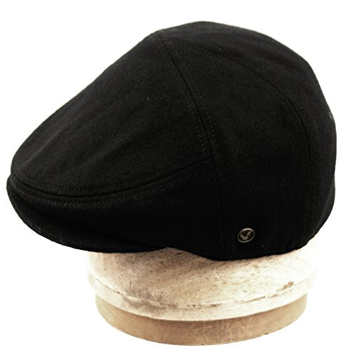 EPOCH Wool Blend Herringbone Winter Ivy Cabbie Hat w/Fleece Earflaps – Driving Hat - color: Black, size: X-Large