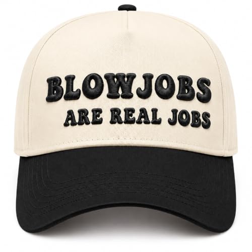 Vintage Canvas Embroidery Funny Hats Put It On My Husband's Tab Hat Adjustable Baseball Cap for Men Women - color: Blowjobs Are Real Jobs Black