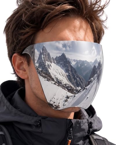 Full Face Shield Visor Sunglasses - Futuristic Mirror UV Blocking, Silver - color: Silver Mirror