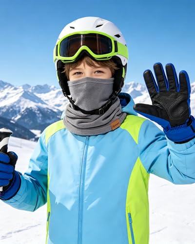 Dymex Kids Neck Warmer Gaiter Winter Fleece Face Neck Cover Balaclava Cold Weather Windproof Face Mask for Boys Girls - color: #Dark Grey