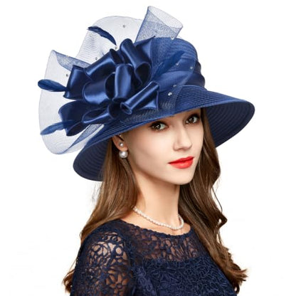 2026 Bucket Hats for Women Ladies Girls, Autumn Winter Fascinator Hat for Derby Kentucky Church Bridal UV Protection - color: T-s10-4455-db