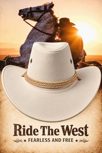 Classic Western Rolled-up Vegan Suede Cowboy Hat - color: White